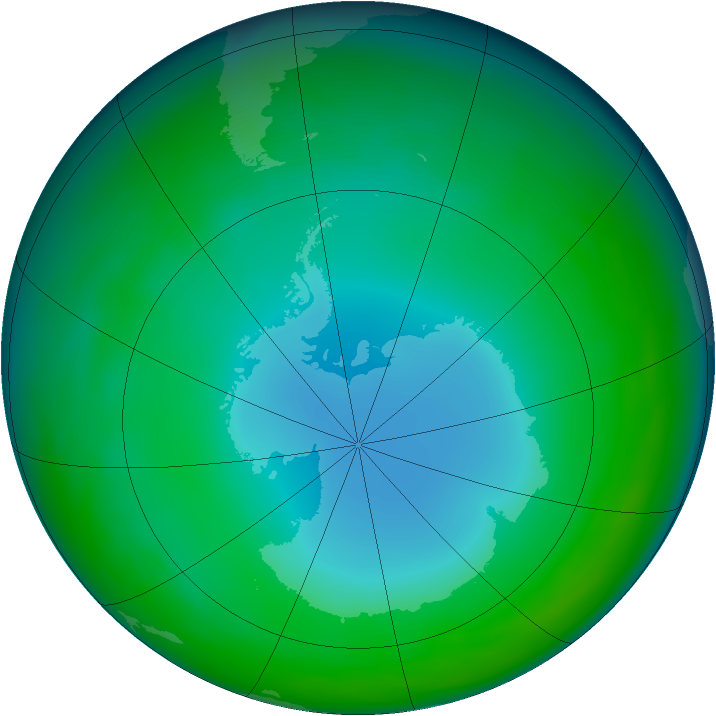 Antarctic ozone map for June 2014